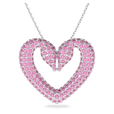 Sublima pendant, Heart, Large, Pink, Rhodium plated - Swarovski, 5631931