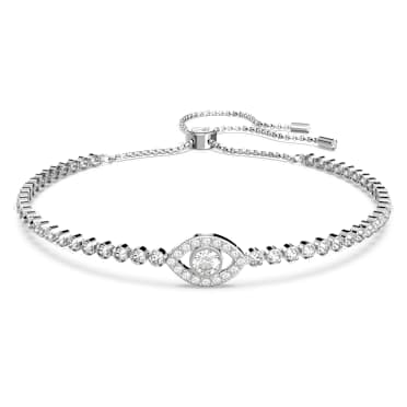 สร้อยข้อมือ Matrix, ดวงตาปีศาจ, ขาว, เคลือบโรเดียม - Swarovski, 5632062
