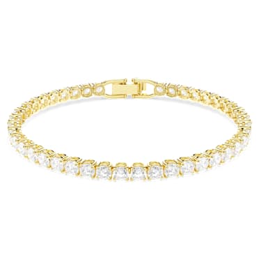Matrix Tennis Armband, Rundschliff, Weiß, Goldlegierungsschicht - Swarovski, 5633859