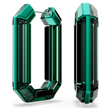 Brincos argola Lucent, Marcante, Modelo octagonal, Verdes - Swarovski, 5633953