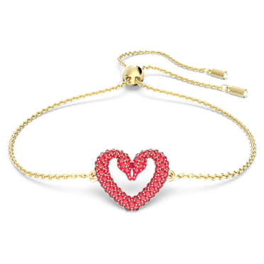 Sublima bracelet, Heart, Small, Red, Gold-tone plated - Swarovski, 5634724