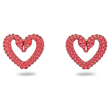 Sublima Ohrstecker, Herz, Klein, Rot, Goldlegierungsschicht - Swarovski, 5634812
