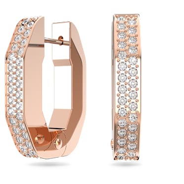 Dextera Kreolen, Achteckform, Klein, Weiß, Roségold-Legierungsschicht - Swarovski, 5634993