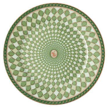 Krožnik za kruh Signum, Porcelan, zeleni - Swarovski, 5635495