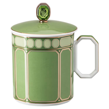 Mug con coperchio Signum, Porcellana, Verde - Swarovski, 5635532