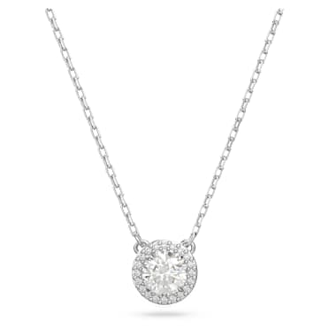 Una Angelic Anhänger, Rundschliff, Pavé, Weiß, Rhodiniert - Swarovski, 5636264