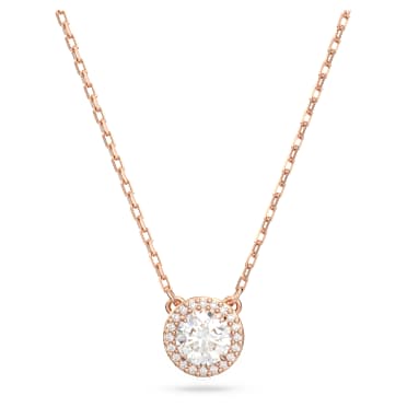 Constella จี้สร้อยคอ, เจียระไนทรงกลม, ฝังแบบพาเว่, ขาว, เคลือบโทนสีโรสโกลด์ - Swarovski, 5636272
