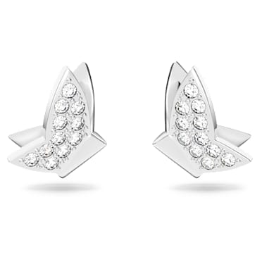 Kolczyki zapinane na sztyft Idyllia Lilia, Motyl, Białe, Powłoka z rodu - Swarovski, 5636424