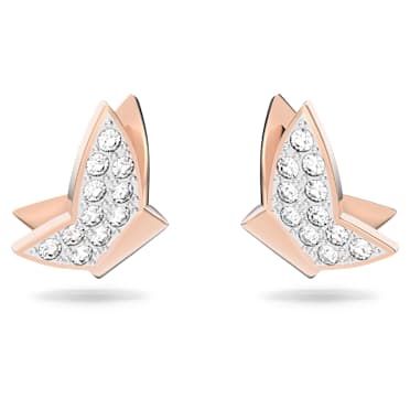 Idyllia Lilia Ohrstecker, Schmetterling, Weiß, Roségold-Legierungsschicht - Swarovski, 5636427
