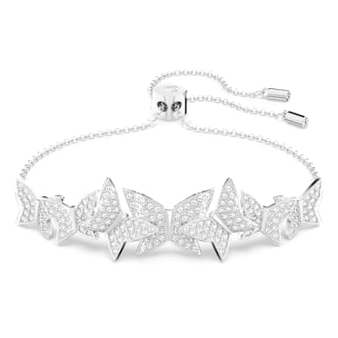 Idyllia Lilia สร้อยข้อมือ, ผีเสื้อ, ขาว, เคลือบโรเดียม - Swarovski, 5636429