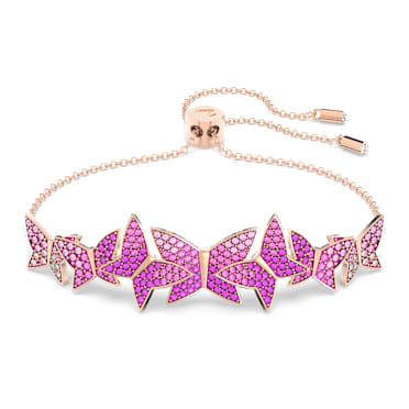 Idyllia Lilia สร้อยข้อมือ, ผีเสื้อ, ชมพู, เคลือบโทนสีโรสโกลด์ - Swarovski, 5636431
