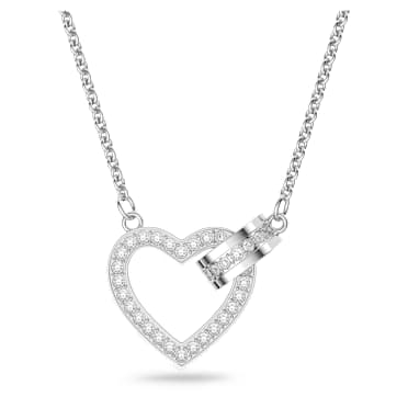 Lovely Kolye, Kalp, Beyaz, Rodyum kaplama - Swarovski, 5636444