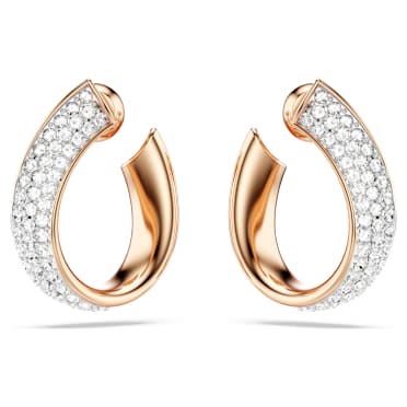 Exist halka küpeler, Küçük, Beyaz, Pembe altın rengi kaplama - Swarovski, 5636448