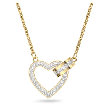 Colar Lovely, Coração, Branco, Lacado a dourado - Swarovski, 5636449