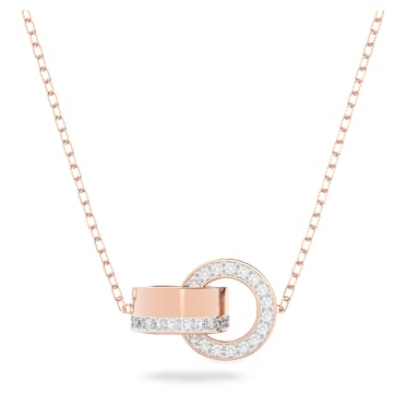 Dextera hanger, In elkaar grijpende lus, Wit, Roségoudkleurige toplaag - Swarovski, 5636496