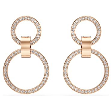 Pendientes de aro Dextera, Blancos, Acabado en oro rosa de 18 quilates - Swarovski, 5636502
