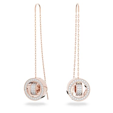 Dextera Drop-Ohrhänger, Lang, Weiß, Roségold-Legierungsschicht - Swarovski, 5636504