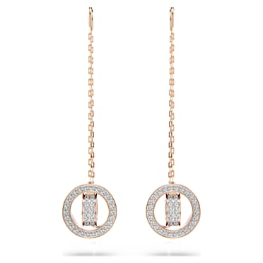 Pendants d'oreilles Dextera, Pavé, Blanches, Placage de ton or rosé - Swarovski, 5636504