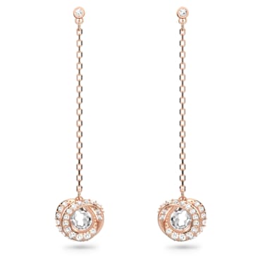Generation drop earrings, Long, White, Rose gold-tone plated - Swarovski, 5636516