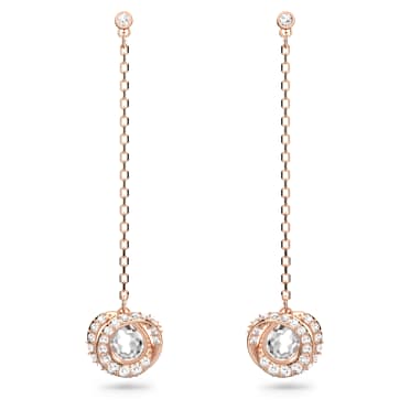 Pendants d'oreilles Generation, Longues, Blanches, Placage de ton or rosé - Swarovski, 5636516