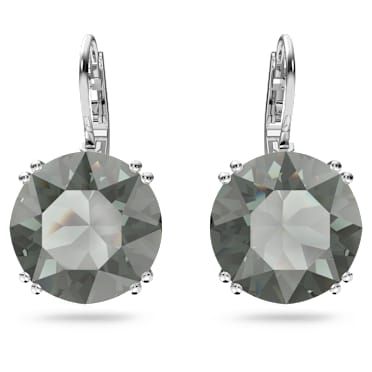 Pendientes Millenia, Talla redonda, Negros, Baño de rodio - Swarovski, 5636567