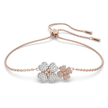 Latisha สร้อยข้อมือ, ดอกไม้, หลากสี, เคลือบโทนสีโรสโกลด์ - Swarovski, 5636591