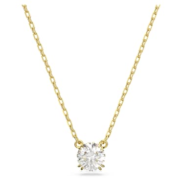 Pendentif Stilla, Taille ronde, Blanc, Placage de ton or - Swarovski, 5636703