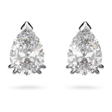 Clous d'oreilles Stilla, Taille poire, Blanches, Métal rhodié - Swarovski, 5636713