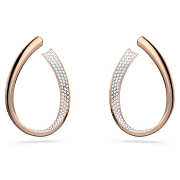 Anneaux d'oreilles Exist, Medium, Blanches, Placage de ton or rosé - Swarovski, 5636960