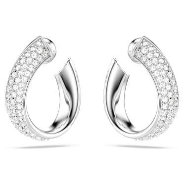 Anneaux d'oreilles Exist, Petites, Blanches, Métal rhodié - Swarovski, 5637563