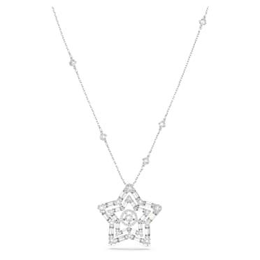 Stella hanger, Verschillende slijpvormen, Ster, Wit, Rodium toplaag - Swarovski, 5639024