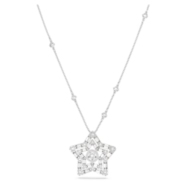 Stella pendant, Mixed cuts, Star, White, Rhodium plated - Swarovski, 5639024