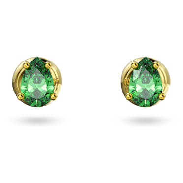 Chroma stud earrings, Pear cut, Green, Gold-tone plated - Swarovski, 5639120
