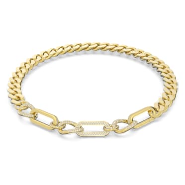 Dextera Halsband, Statement, Mixade länkar, Vit, Guldfärgad plätering - Swarovski, 5639332