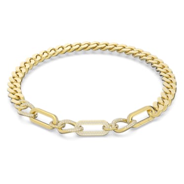 Dextera necklace, Statement, Mixed links, White, Gold-tone plated - Swarovski, 5655647