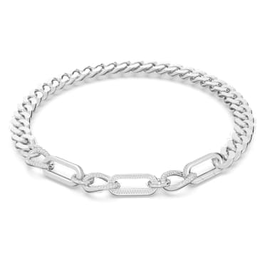 Collana Dextera, Statement, Link misti, Bianca, Placcato rodio - Swarovski, 5655648