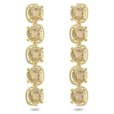 Harmonia damla küpeler, Yastık kesim hareketli kristaller, Altın Rengi, Altın rengi kaplama - Swarovski, 5640043