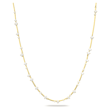 Constella necklace, Round cut, Long, White, Gold-tone plated - Swarovski, 5640183