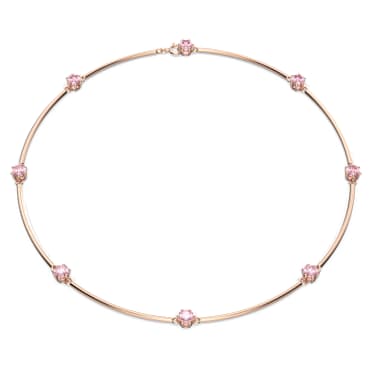 Constella necklace, Round cut, Pink, Rose gold-tone plated - Swarovski, 5640281