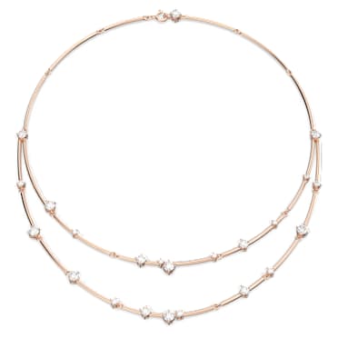 Constella 雙層項鍊, 圓形切割, 白色, 鍍玫瑰金色調 - Swarovski, 5640283