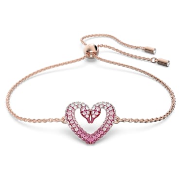 Bracelet Una, Cœur, Petit, Rose, Placage de ton or rosé - Swarovski, 5640300