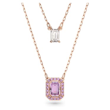 Una gelaagde ketting, Octagon-slijpvorm, Paars, Roségoudkleurige toplaag - Swarovski, 5640558