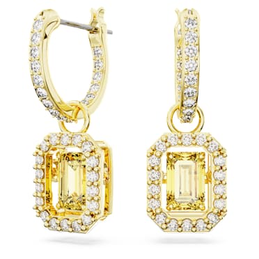 Millenia drop earrings, Octagon cut, Yellow, Gold-tone plated - Swarovski, 5641169