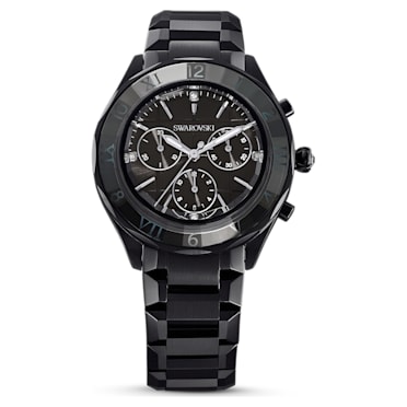 Reloj, 39 mm, Fabricado en Suiza, Brazalete de metal, Negro, Acabado negro - Swarovski, 5641393