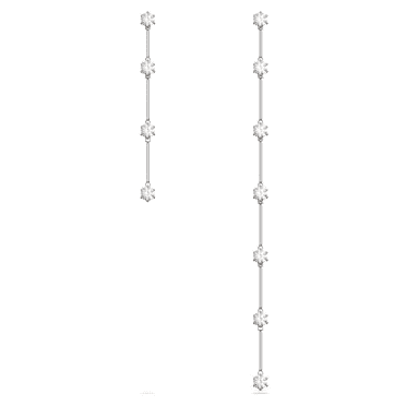 Constella ドロップピアス, アシンメトリーデザイン, ラウンドカット, ホワイト, ロジウム・プレーティング - Swarovski, 5641681
