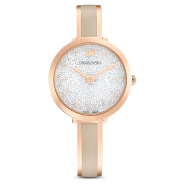 Relógio Crystalline Delight, Fabrico suíço, Pulseira de metal, Cinzento, Acabamento em rosa dourado - Swarovski, 5642218