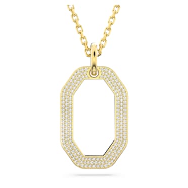 Dextera pendant, Octagon shape, Medium, White, Gold-tone plated - Swarovski, 5642387