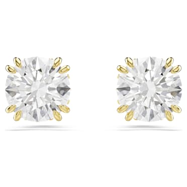 Cercei stud Stilla, Tăietură rotundă, Albi, Finisaj din aur de 18k - Swarovski, 5642595