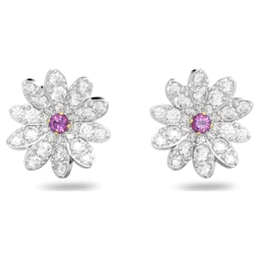 Eternal Flower stud earrings, Flower, Pink, Mixed metal finish - Swarovski, 5642873