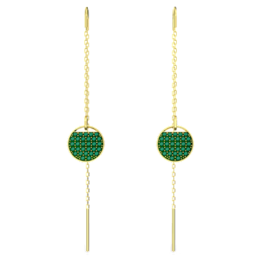 Pendants d'oreilles Sublima, Longues, Vertes, Placage de ton or - Swarovski, 5642944